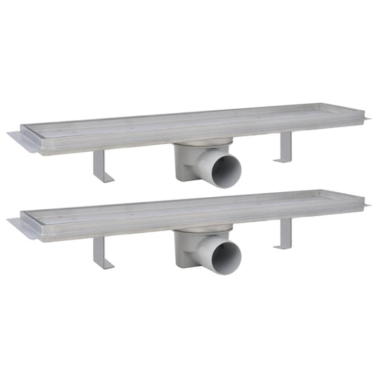 Vidaxl doucheafvoer 2 st rechthoekig 530x140 mm roestvrij staal