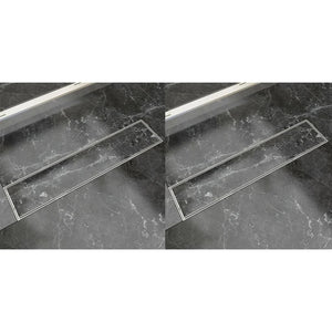 Vidaxl doucheafvoer 2 st rechthoekig 530x140 mm roestvrij staal