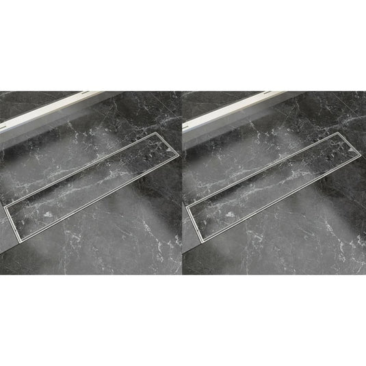 Vidaxl doucheafvoer 2 st rechthoekig 530x140 mm roestvrij staal
