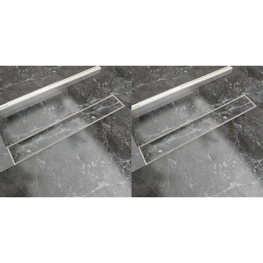 VidaXL Doucheafvoer 2 st rechthoekig 730x140 mm roestvrij staal
