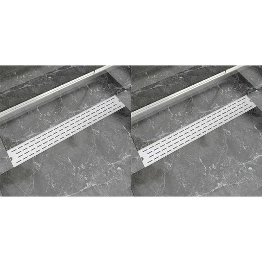 VidaXL Doucheafvoer 2 st rechthoekig lijn 830x140 mm roestvrij staal