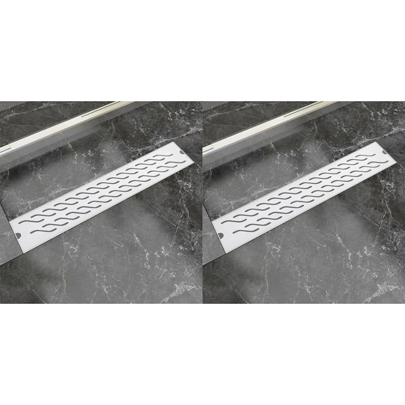 Afbeelding laden in galerijviewer, VidaXL Doucheafvoer 2 st rechthoekig golvend 630x140 mm roestvrij staal
