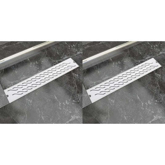 VidaXL Doucheafvoer 2 st rechthoekig golvend 630x140 mm roestvrij staal