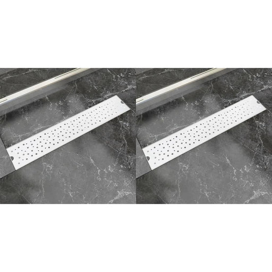 VidaXL Doucheafvoer 2 st rechthoekig bubbel 630x140 mm roestvrij staal