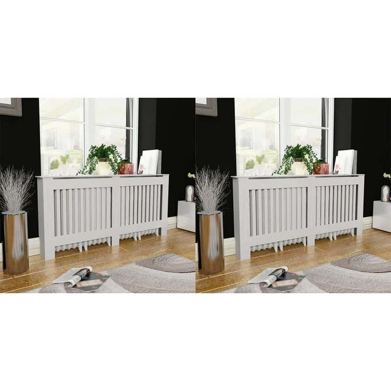 Afbeelding laden in galerijviewer, Vidaxl radiatorombouw 2 st 172 cm bewerkt hout wit
