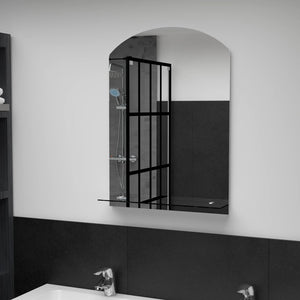 Vidaxl wandspiegel met schap 50x70 cm gehard glas