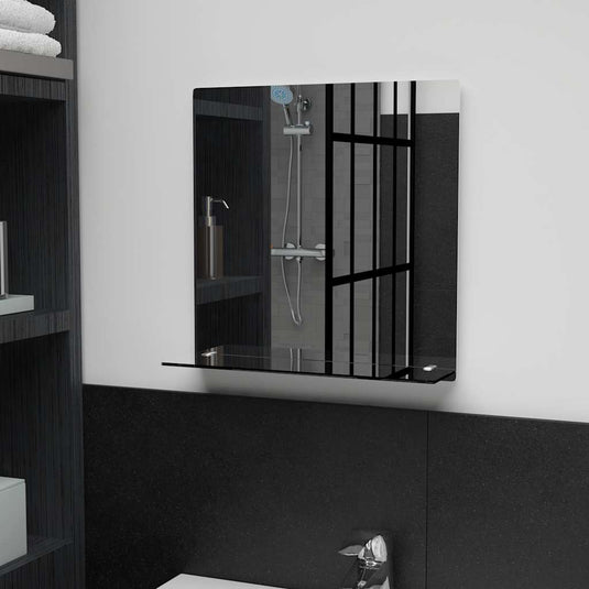 Vidaxl wandspiegel met schap 40x40 cm gehard glas