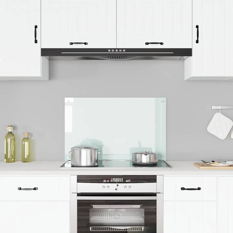 Afbeelding laden in galerijviewer, Vidaxl spatscherm keuken 80x50 cm gehard glas wit
