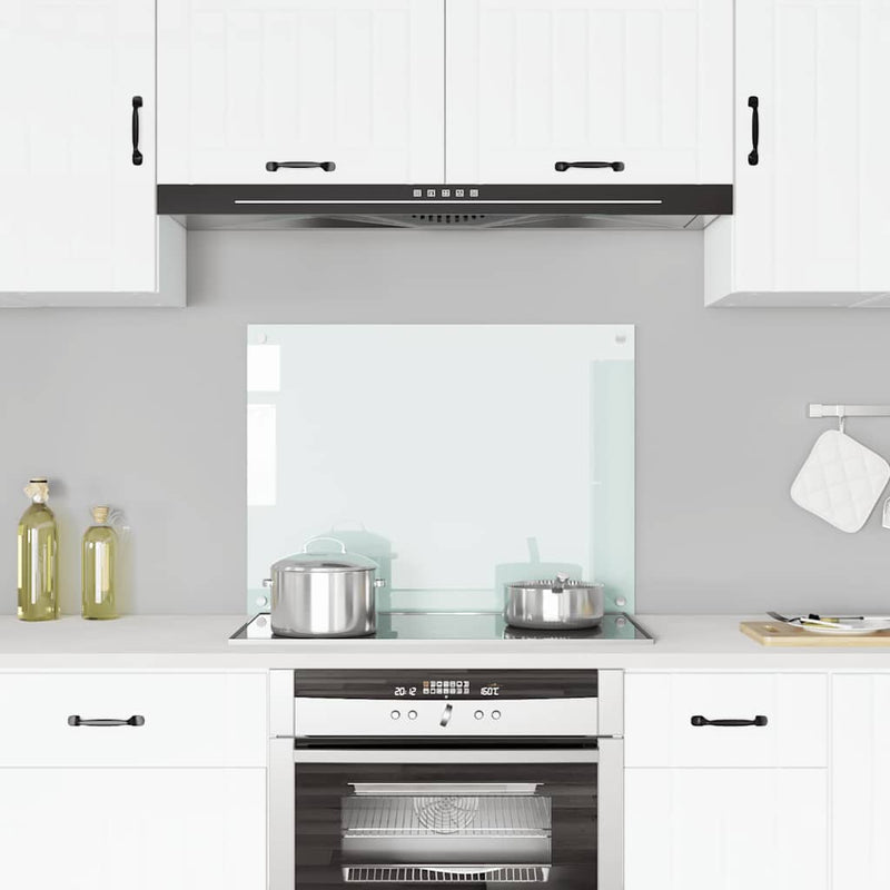 Afbeelding laden in galerijviewer, Vidaxl spatscherm keuken 80x60 cm gehard glas wit
