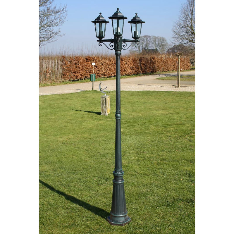 Afbeelding laden in galerijviewer, Vidaxl tuinlantaarn met 3 armen 215 cm aluminium donkergroen zwart
