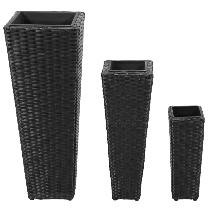 Afbeelding laden in galerijviewer, Vidaxl plantenbakken verhoogd 3 st poly rattan zwart

