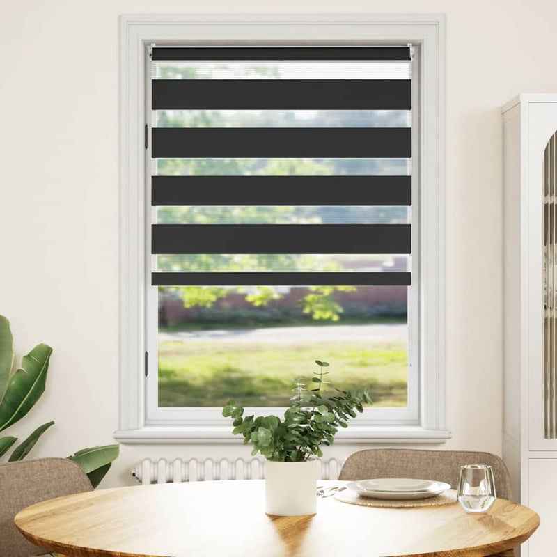 Afbeelding laden in galerijviewer, Vidaxl zebra rolgordijn 100,9 x 175 cm stofbreedte 96,7 cm zwart
