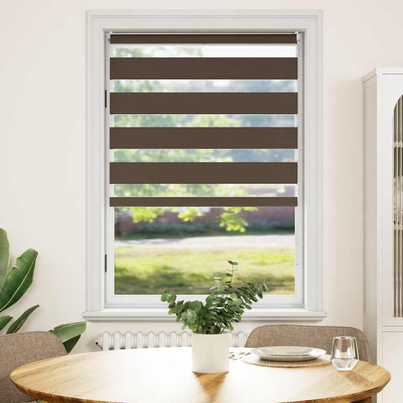 Afbeelding laden in galerijviewer, Vidaxl zebra rolgordijn 100,9 x 175 cm stofbreedte 96,7 cm koffiebruin

