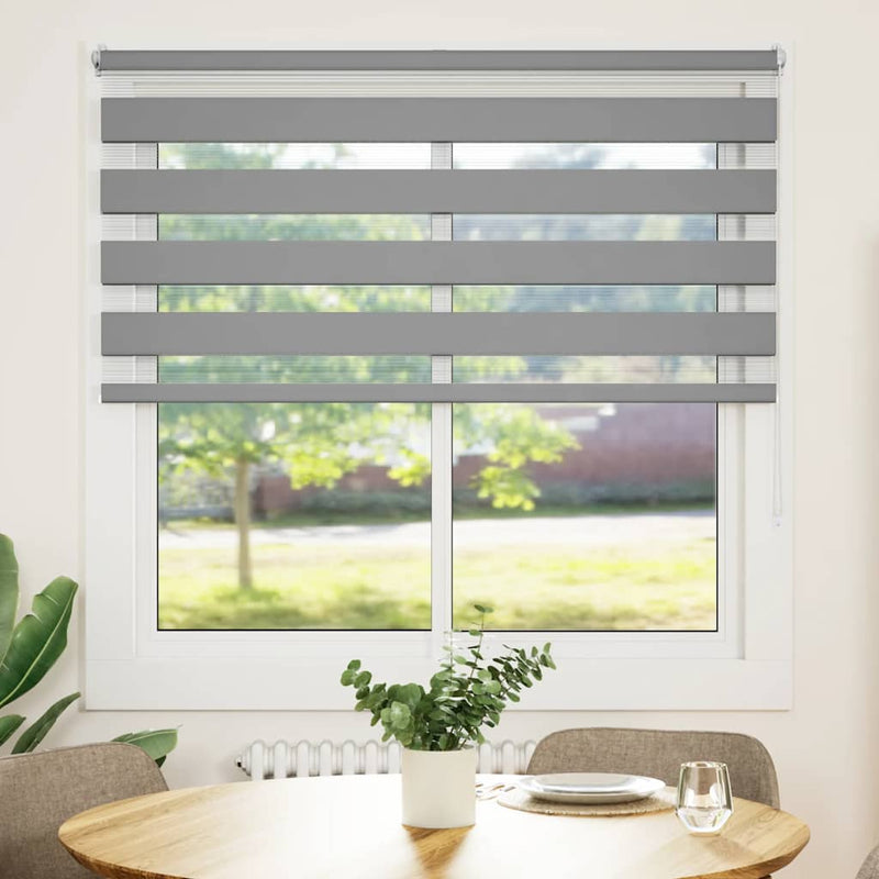 Afbeelding laden in galerijviewer, Vidaxl zebra rolgordijn 140,9 x 175 cm stofbreedte 136,7 cm grijs
