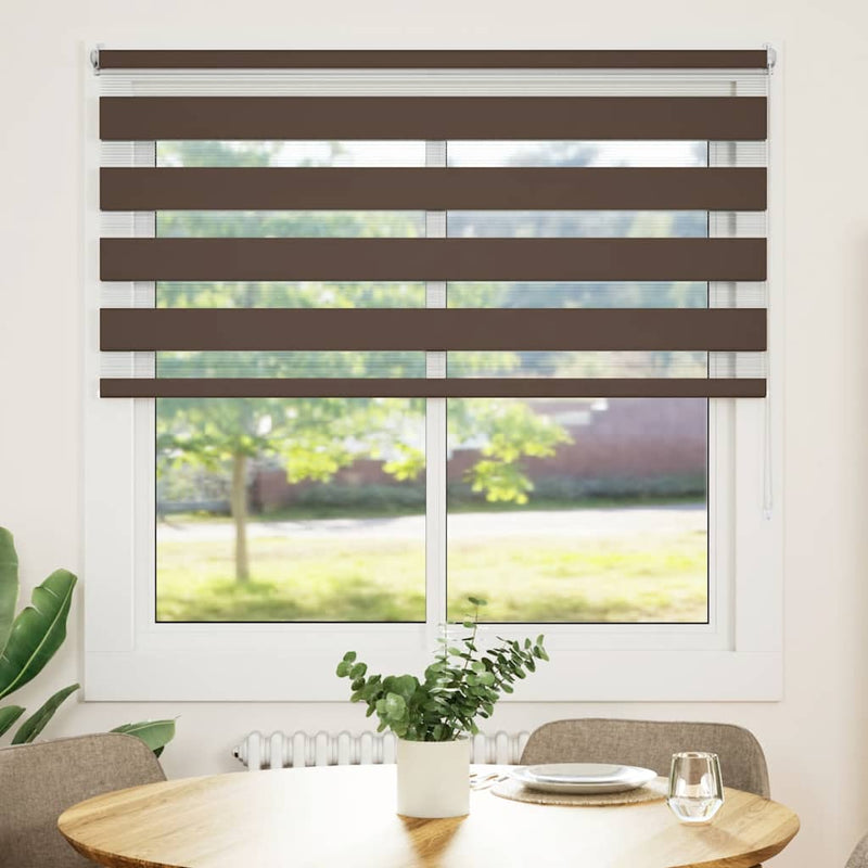 Afbeelding laden in galerijviewer, Vidaxl zebra rolgordijn 140,9 x 175 cm stofbreedte 136,7 cm koffiebruin
