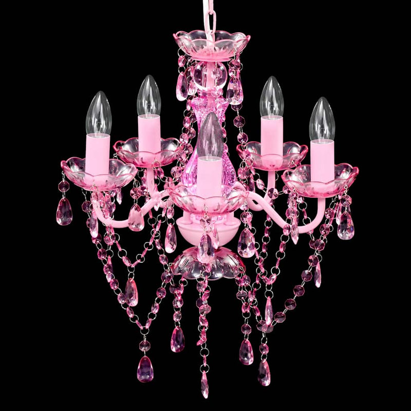 Afbeelding laden in galerijviewer, Vidaxl kristallen licht met 5 gloeilampen rosa
