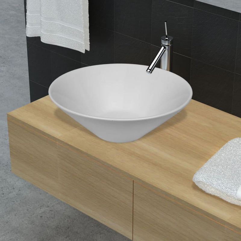 Afbeelding laden in galerijviewer, Vidaxl keramische wasbak taps (wit)
