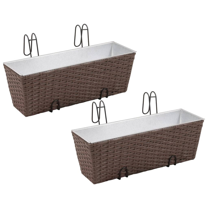 Afbeelding laden in galerijviewer, VidaXL Balkonplantenbakken 2 st 50 cm rattan bruin
