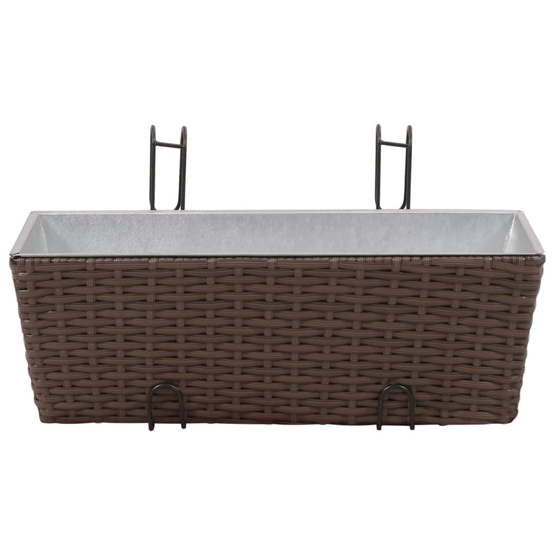 Afbeelding laden in galerijviewer, VidaXL Balkonplantenbakken 2 st 50 cm rattan bruin
