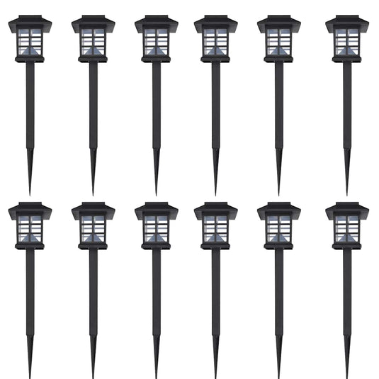Vidaxl 12-delige led-tuinverlichtingsset solar met pin 8,6x8,6x38 cm