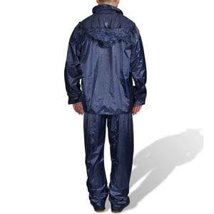 Vidaxl regenpak 2-delig met capuchon (mannen marineblauw maat xl)