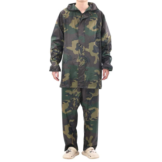 Vidaxl regenpak 2-delig met capuchon (heren camouflage maat l)