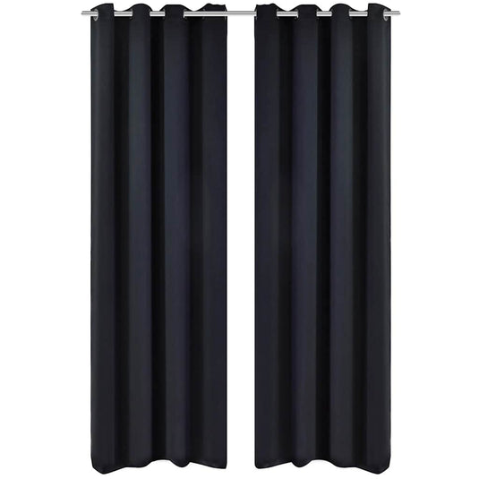 Vidaxl gordijnen met metalen ringen 135 x 245 cm 2 stuks (zwart)