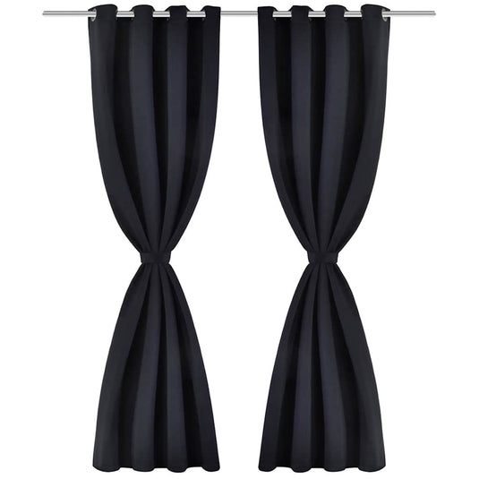Vidaxl gordijnen met metalen ringen 135 x 245 cm 2 stuks (zwart)