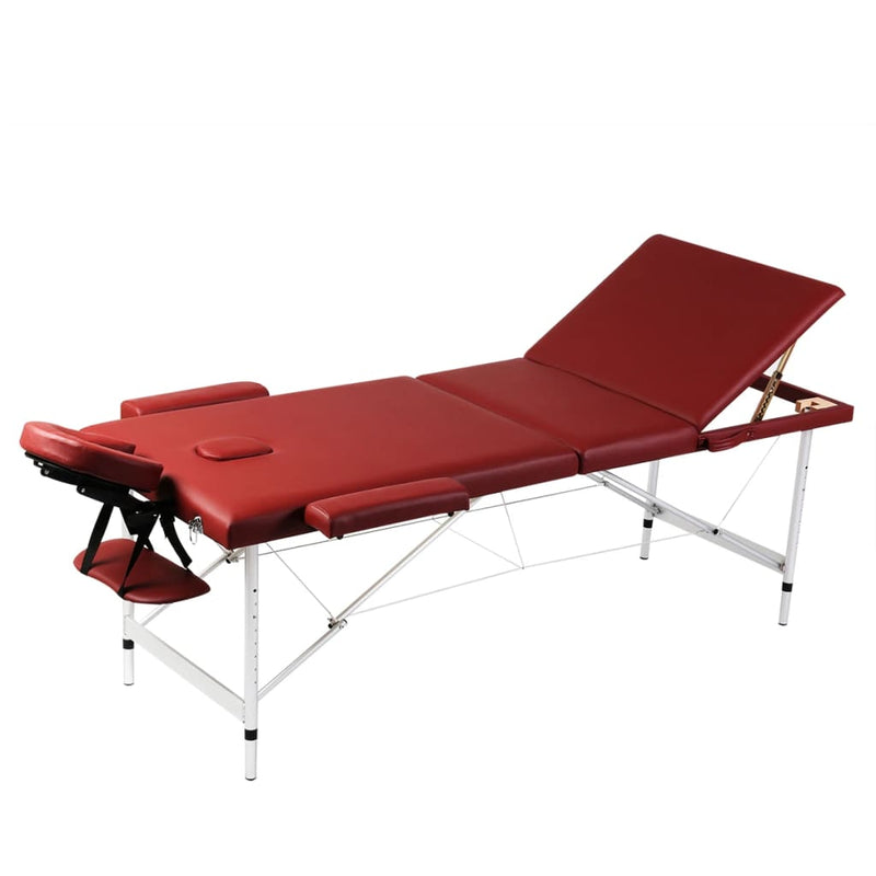 Afbeelding laden in galerijviewer, VidaXL Inklapbare massagetafel 3 zones met aluminium frame (rood)
