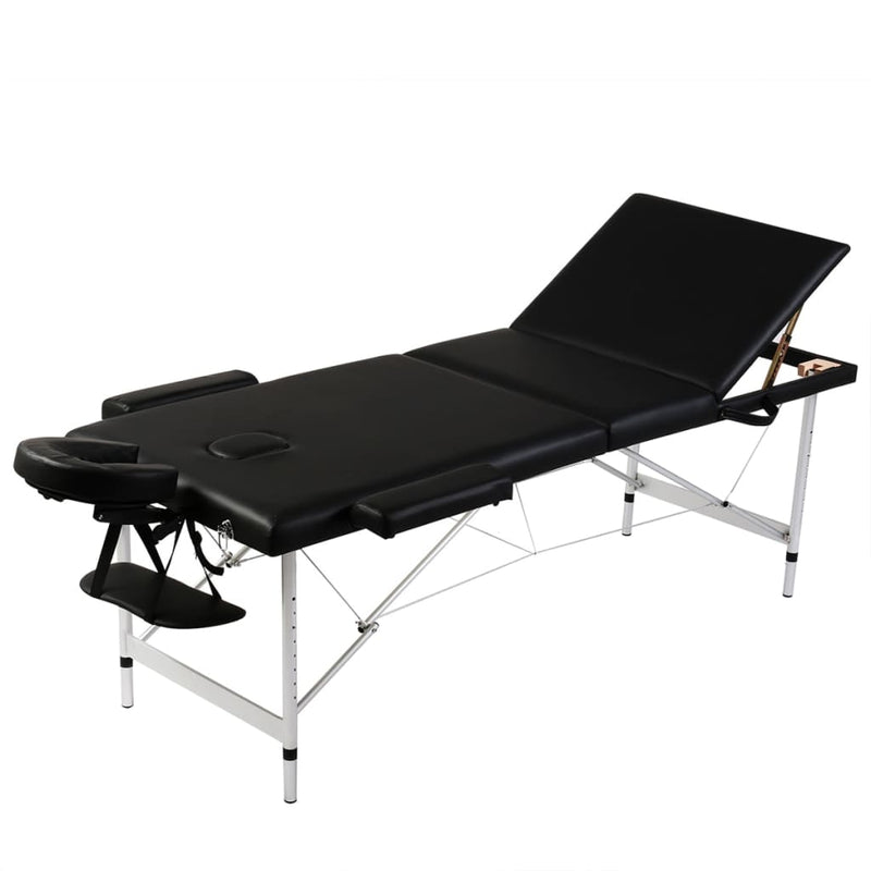 Afbeelding laden in galerijviewer, Vidaxl inklapbare massagetafel 3 zones met aluminium frame (zwart)
