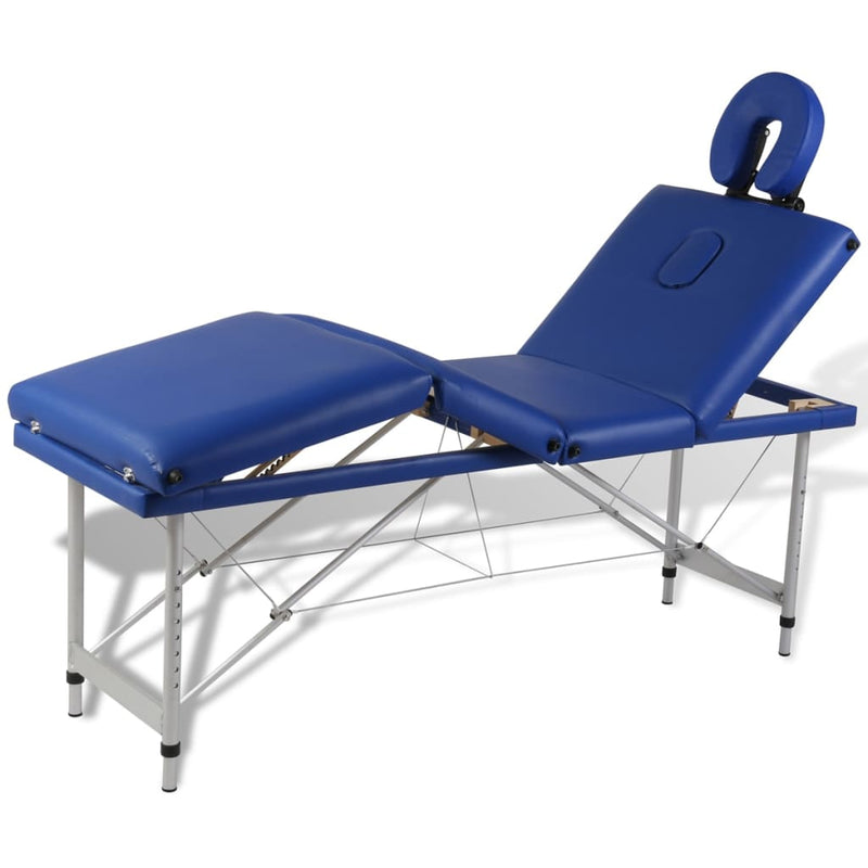 Afbeelding laden in galerijviewer, Vidaxl massagetafel inklapbaar met aluminium frame (vier delen blauw)
