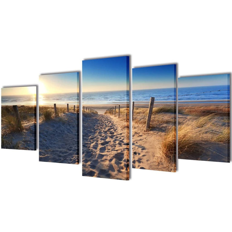Afbeelding laden in galerijviewer, Vidaxl canvas muurdruk set zandstrand 200 x 100 cm
