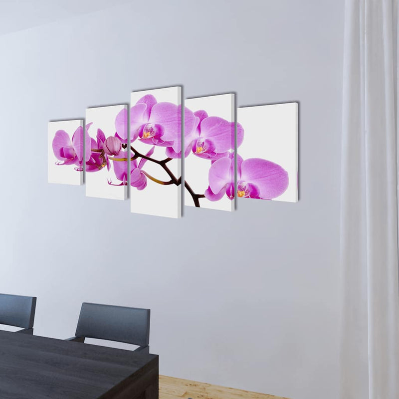 Afbeelding laden in galerijviewer, Vidaxl canvas muurdruk set orchidee 200 x 100 cm
