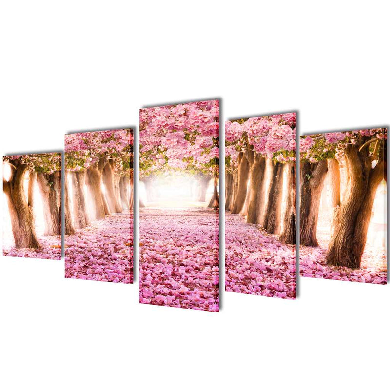 Afbeelding laden in galerijviewer, Vidaxl canvas muurdruk print set kersenbloesem 200 x 100 cm

