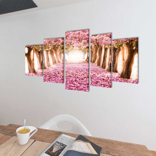 Vidaxl canvas muurdruk print set kersenbloesem 200 x 100 cm