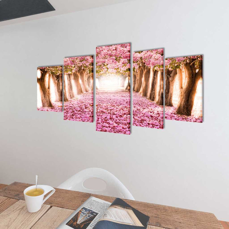 Afbeelding laden in galerijviewer, Vidaxl canvas muurdruk print set kersenbloesem 200 x 100 cm
