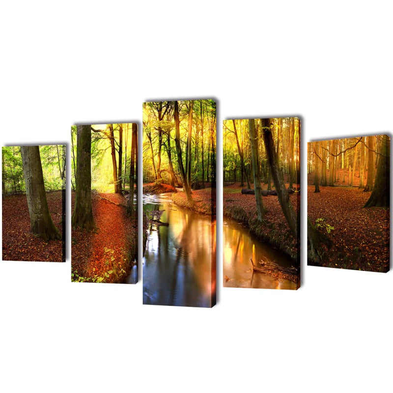Afbeelding laden in galerijviewer, Vidaxl canvas muurdruk set bos 100 x 50 cm
