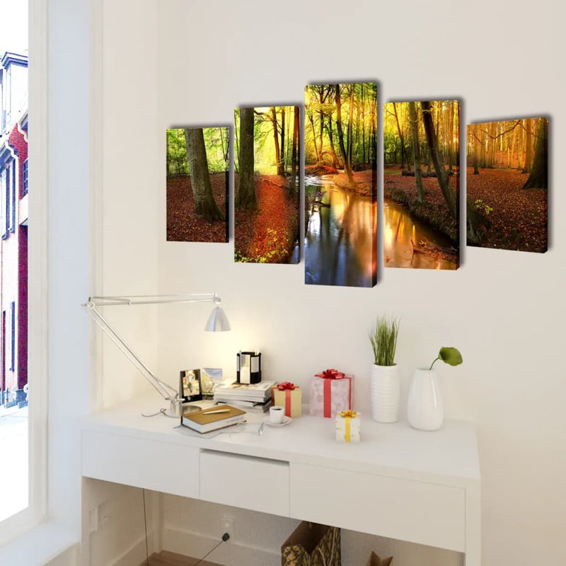 Afbeelding laden in galerijviewer, Vidaxl canvas muurdruk set bos 100 x 50 cm
