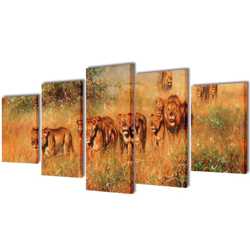 Afbeelding laden in galerijviewer, Vidaxl canvas muurdruk set leeuw 100 x 50 cm
