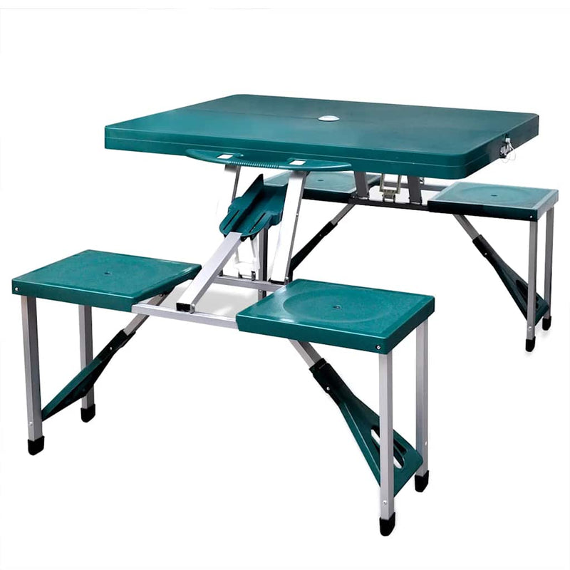 Afbeelding laden in galerijviewer, Vidaxl campingset inklapbaar lichtgewicht 120x60 cm aluminium groen
