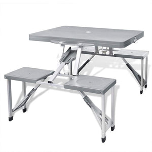 Vidaxl campingset inklapbaar lichtgewicht 120x60 cm aluminium grijs