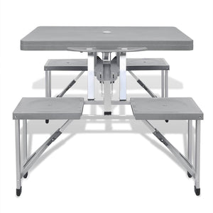 Vidaxl campingset inklapbaar lichtgewicht 120x60 cm aluminium grijs