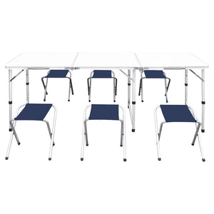 Vidaxl campingtafel in hoogte verstelbaar met 6 krukken 180x60 cm