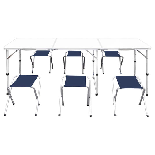 Vidaxl campingtafel in hoogte verstelbaar met 6 krukken 180x60 cm