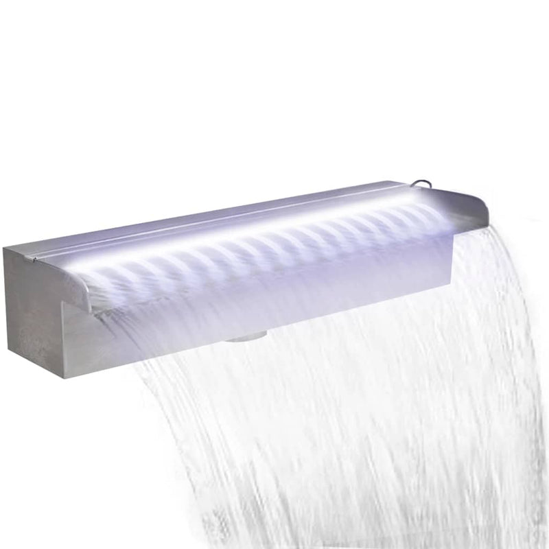 Afbeelding laden in galerijviewer, Vidaxl zwembadwaterval met led's rechthoekig 45 cm roestvrij staal
