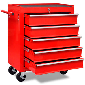 Vidaxl gereedschapswagen 5 lades rood