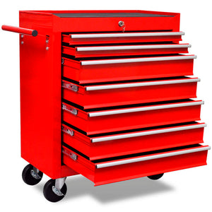 Vidaxl gereedschapswagen 7 lades rood