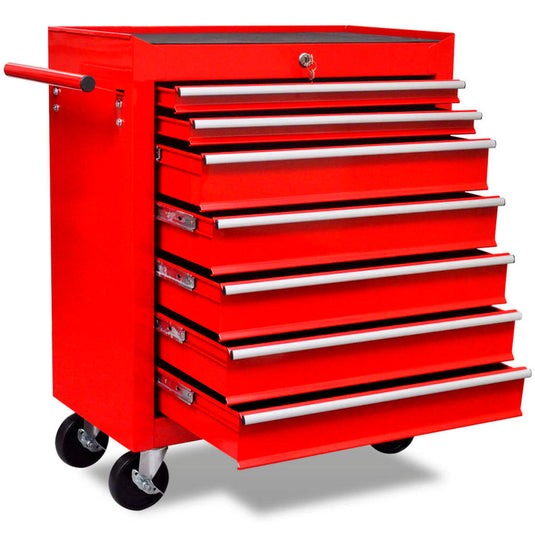 Vidaxl gereedschapswagen 7 lades rood