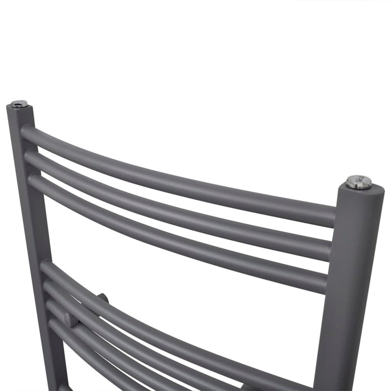 Afbeelding laden in galerijviewer, Vidaxl radiator handdoekenrek gebogen 480x480 mm grijs
