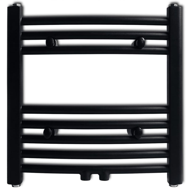 Afbeelding laden in galerijviewer, Vidaxl radiator handdoekenrek gebogen 480x480 mm zwart
